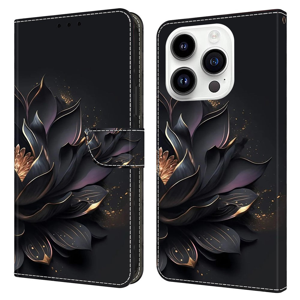iPhone 15 Pro Wallet-Hülle mit 3D-Muster & Magnetverschluss