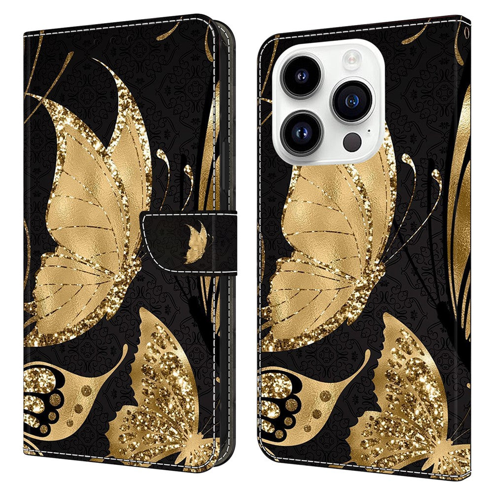 iPhone 15 Pro Wallet-Hülle mit 3D-Muster & Magnetverschluss