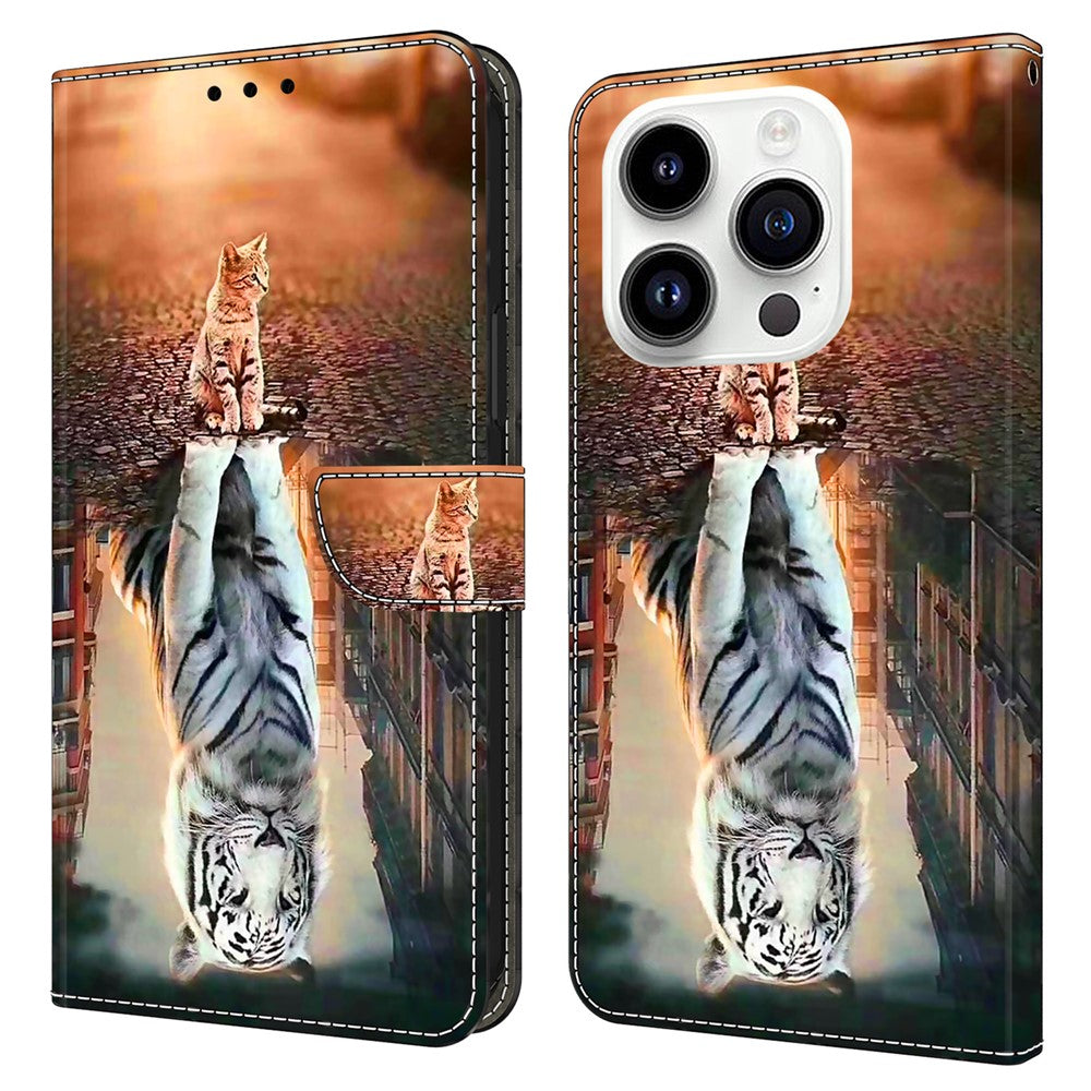 iPhone 15 Pro Wallet-Hülle mit 3D-Muster & Magnetverschluss