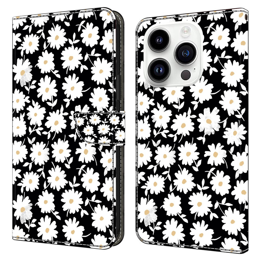iPhone 15 Pro Wallet-Hülle mit 3D-Muster & Magnetverschluss