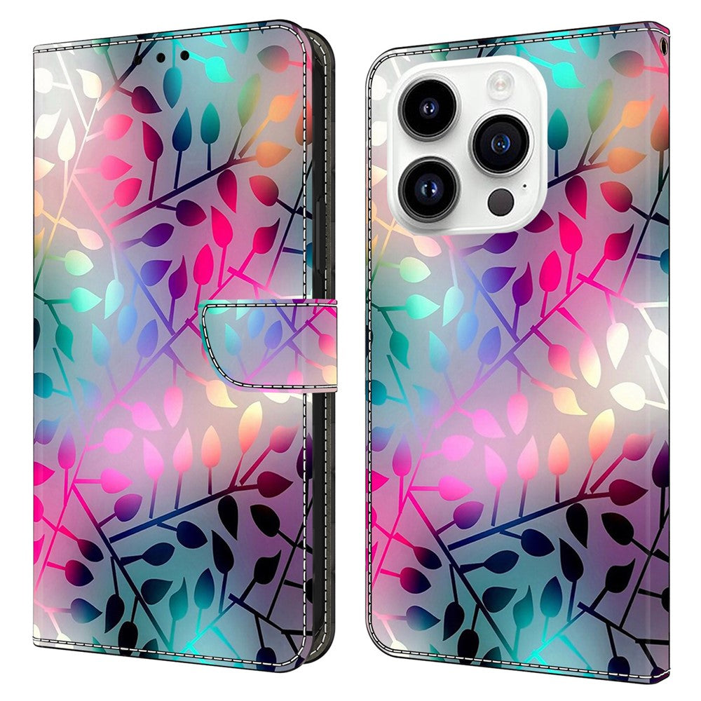 iPhone 15 Pro Wallet-Hülle mit 3D-Muster & Magnetverschluss