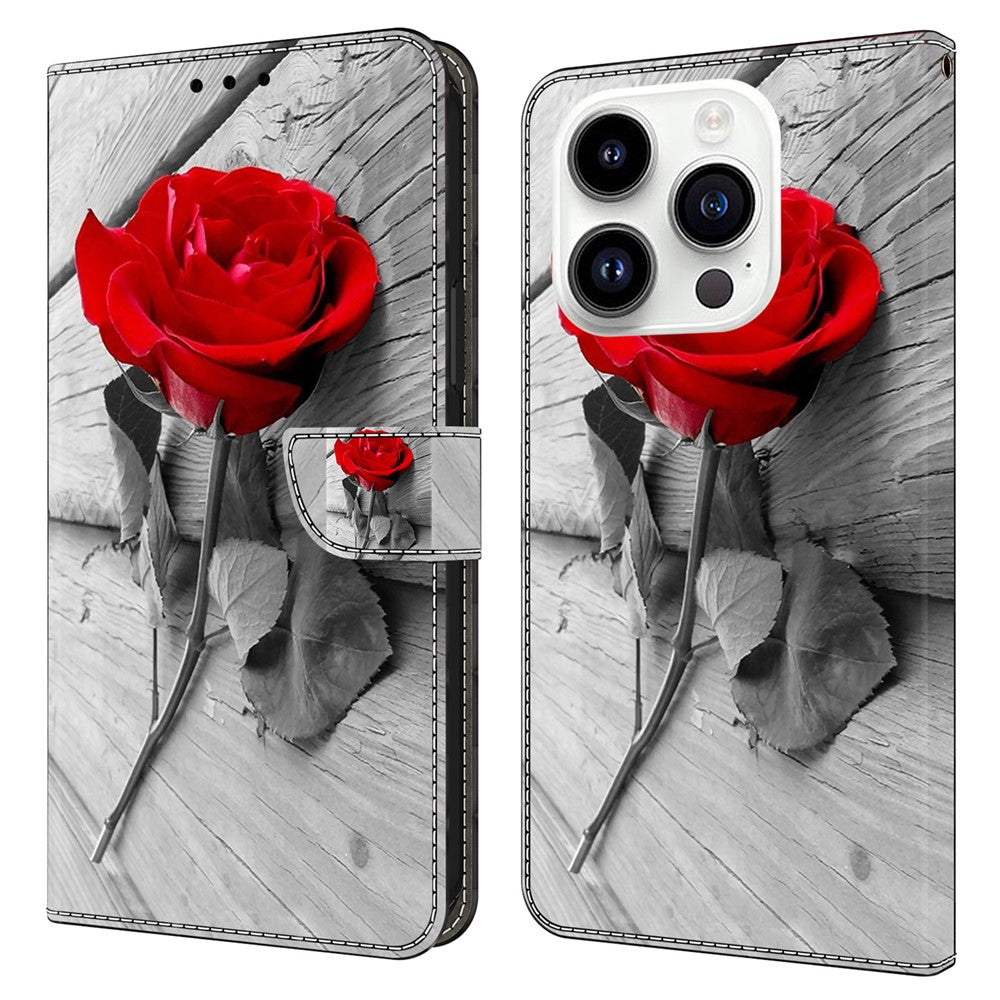 iPhone 15 Pro Wallet-Hülle mit 3D-Muster & Magnetverschluss