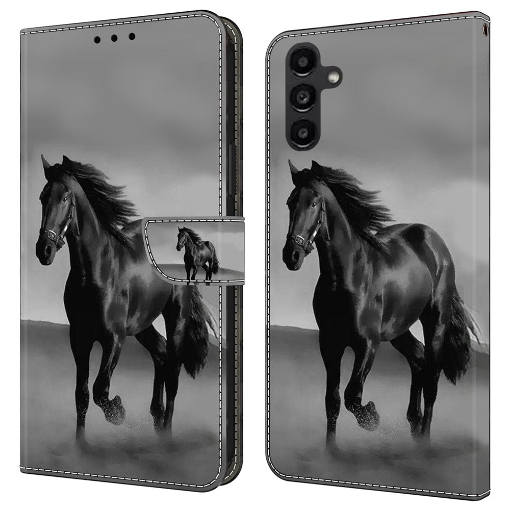 Galaxy A14 5G/4G Wallet-Hülle mit 3D-Muster & Magnetverschluss