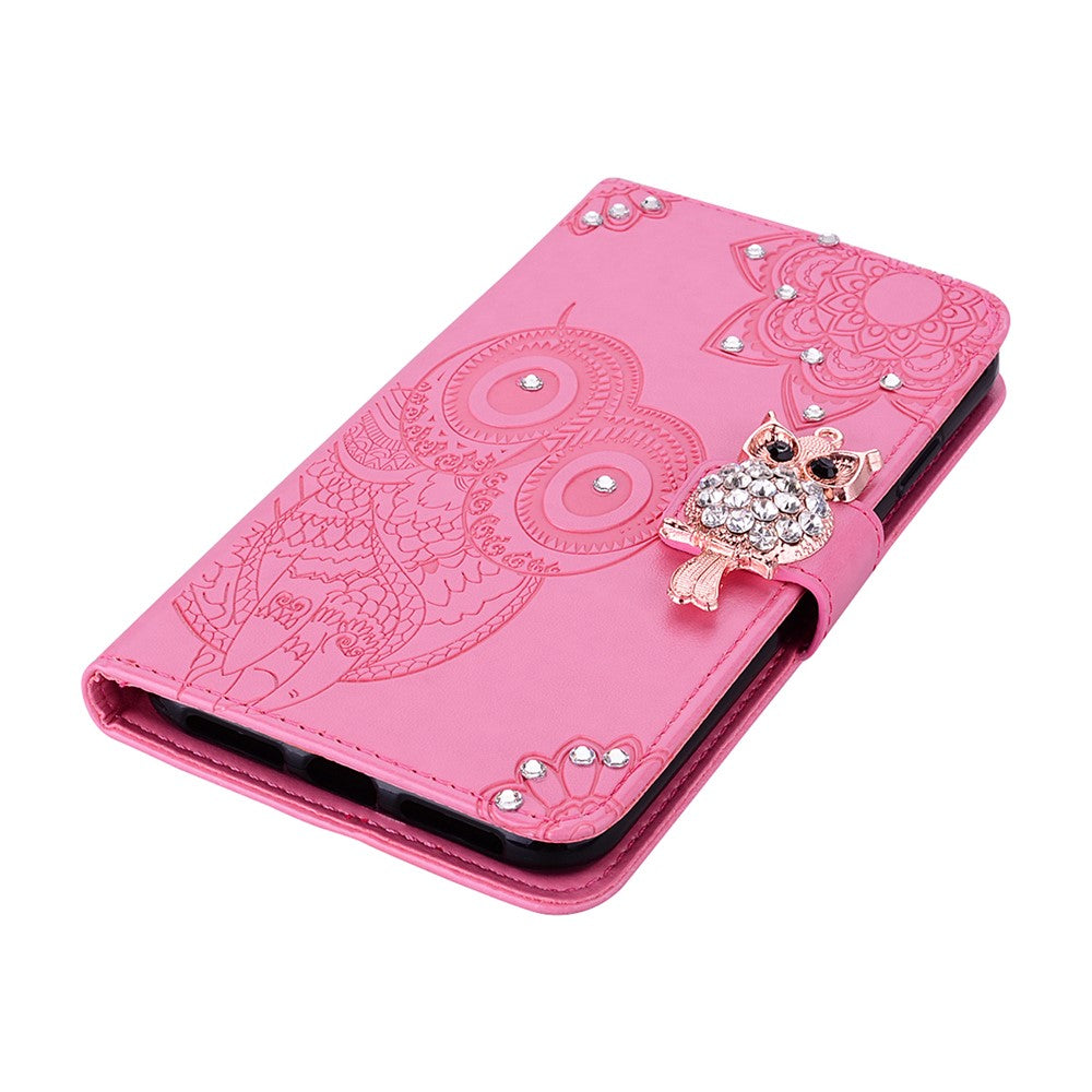 iPhone 15 Pro Handyhülle mit Eulenmuster & Strass-Steinen