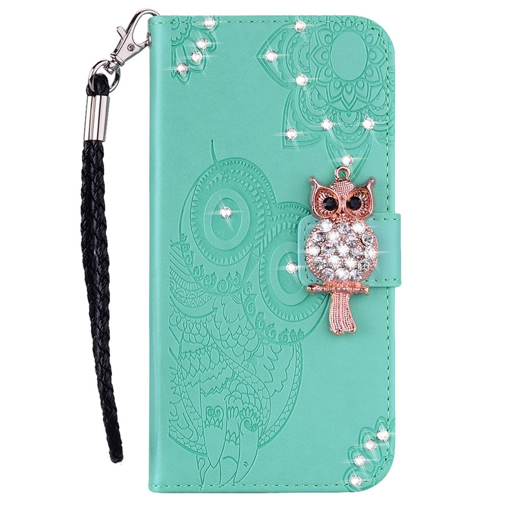 iPhone 15 Pro Max Handyhülle mit Eulenmuster & Strass-Steinen