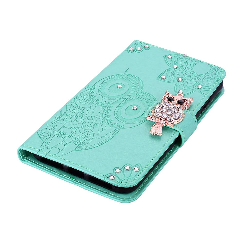iPhone 15 Handyhülle mit Eulenmuster & Strass-Steinen