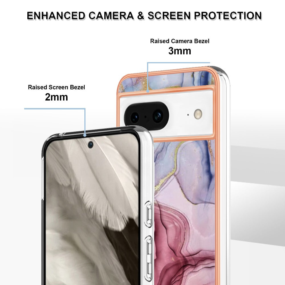 Pixel 8 Schutzhülle – Mit Marmormuster 2,0 mm Galvanik-Rückseite