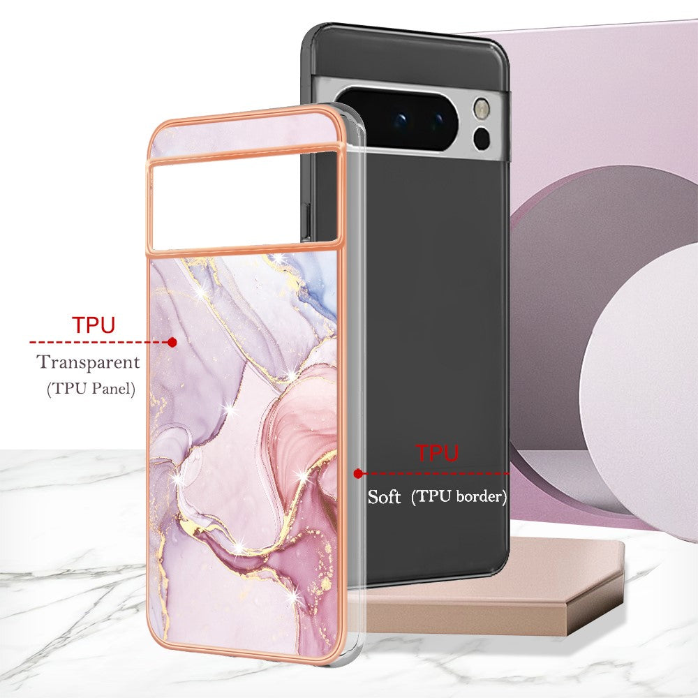 Pixel 8 Pro Schutzhülle – Mit Marmormuster 2,0 mm Galvanik-Rückseite