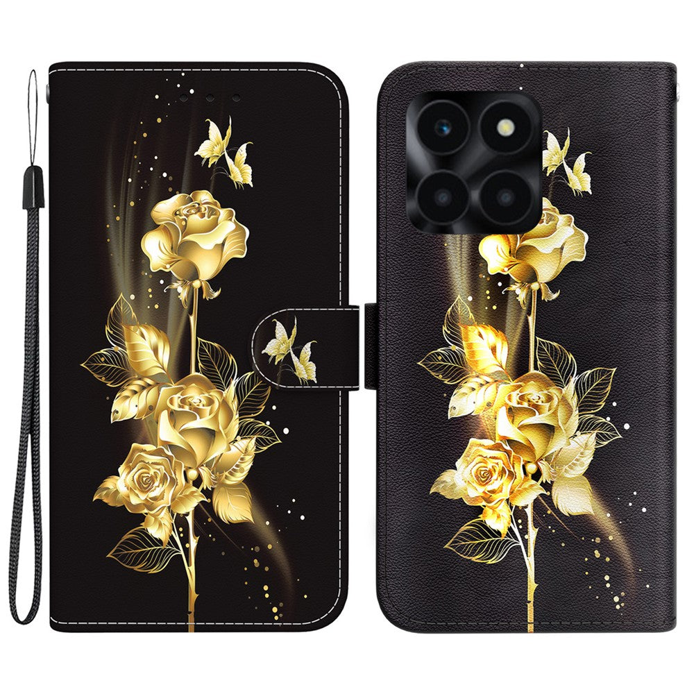 For Honor X6a 4G Leather Case Pattern Printing Wallet Cover