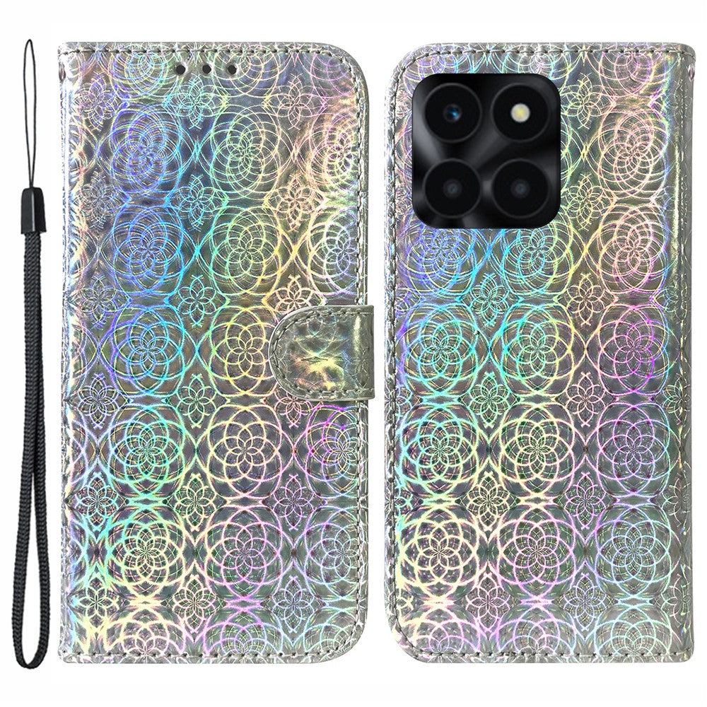 For Honor X6a 4G Case Dazzling Flower Pattern Phone Wallet Cover