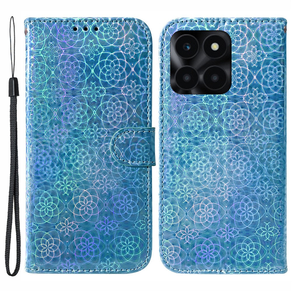 For Honor X6a 4G Case Dazzling Flower Pattern Phone Wallet Cover