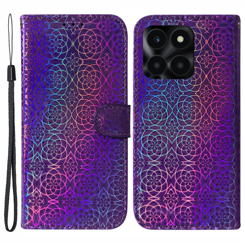 For Honor X6a 4G Case Dazzling Flower Pattern Phone Wallet Cover