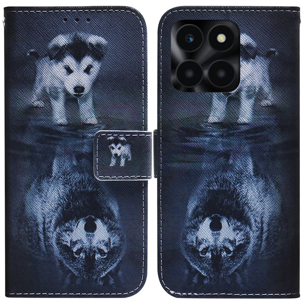 For Honor X6a 4G Case PU Leather Pattern Printing Wallet Protective Phone Cover