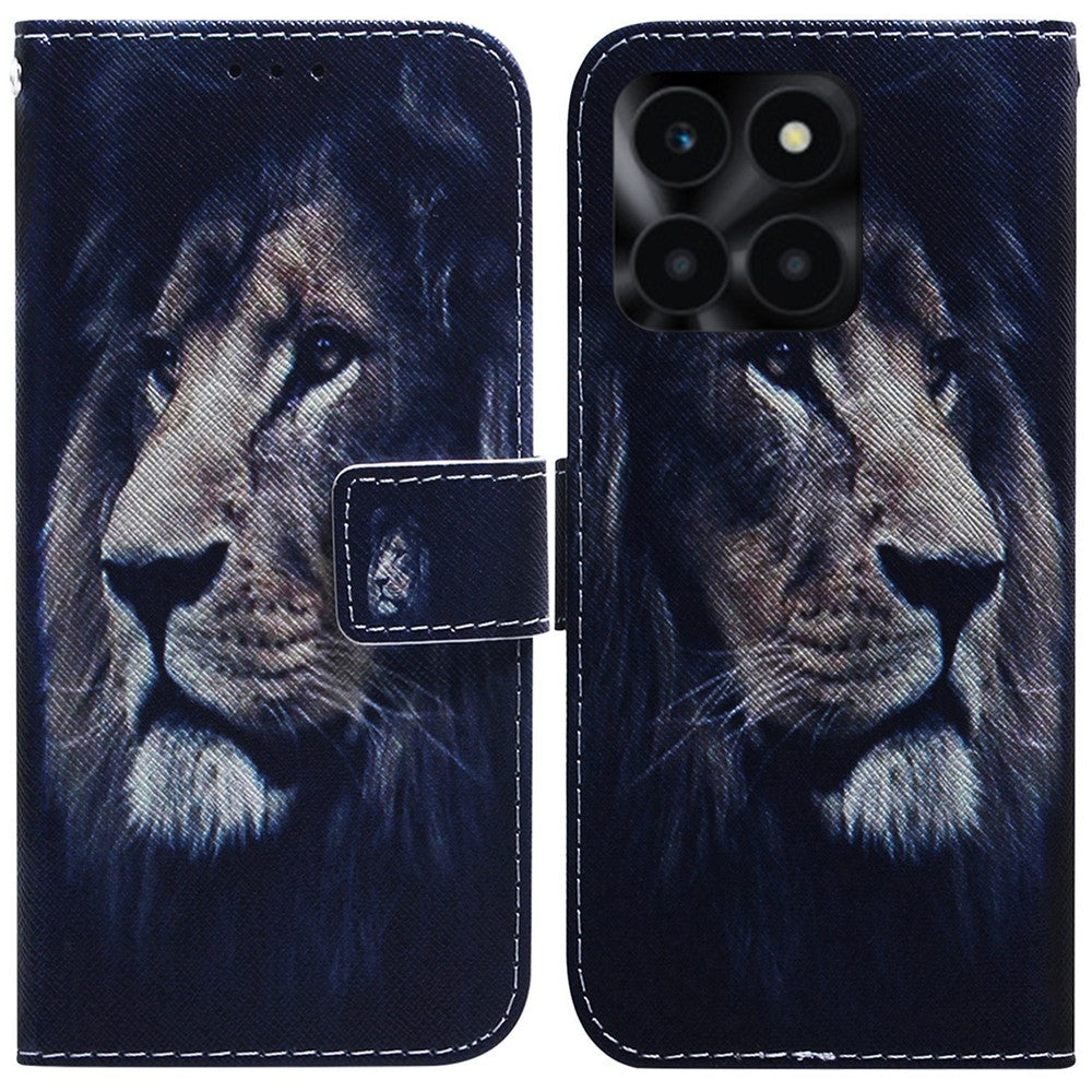 For Honor X6a 4G Case PU Leather Pattern Printing Wallet Protective Phone Cover