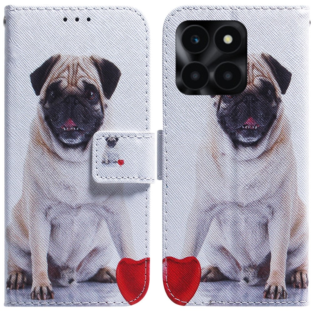 For Honor X6a 4G Case PU Leather Pattern Printing Wallet Protective Phone Cover
