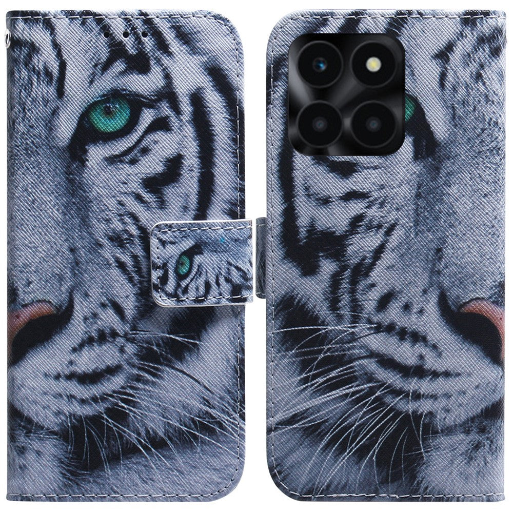 For Honor X6a 4G Case PU Leather Pattern Printing Wallet Protective Phone Cover