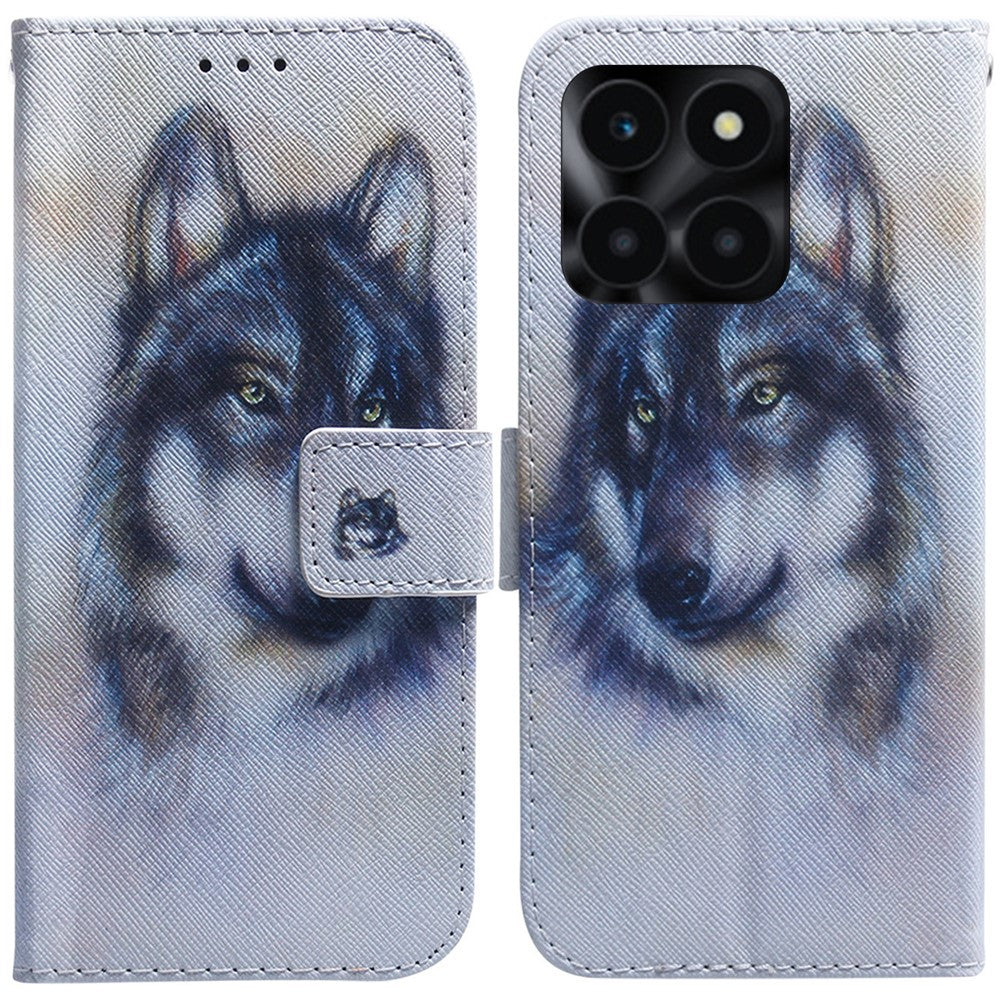 For Honor X6a 4G Case PU Leather Pattern Printing Wallet Protective Phone Cover