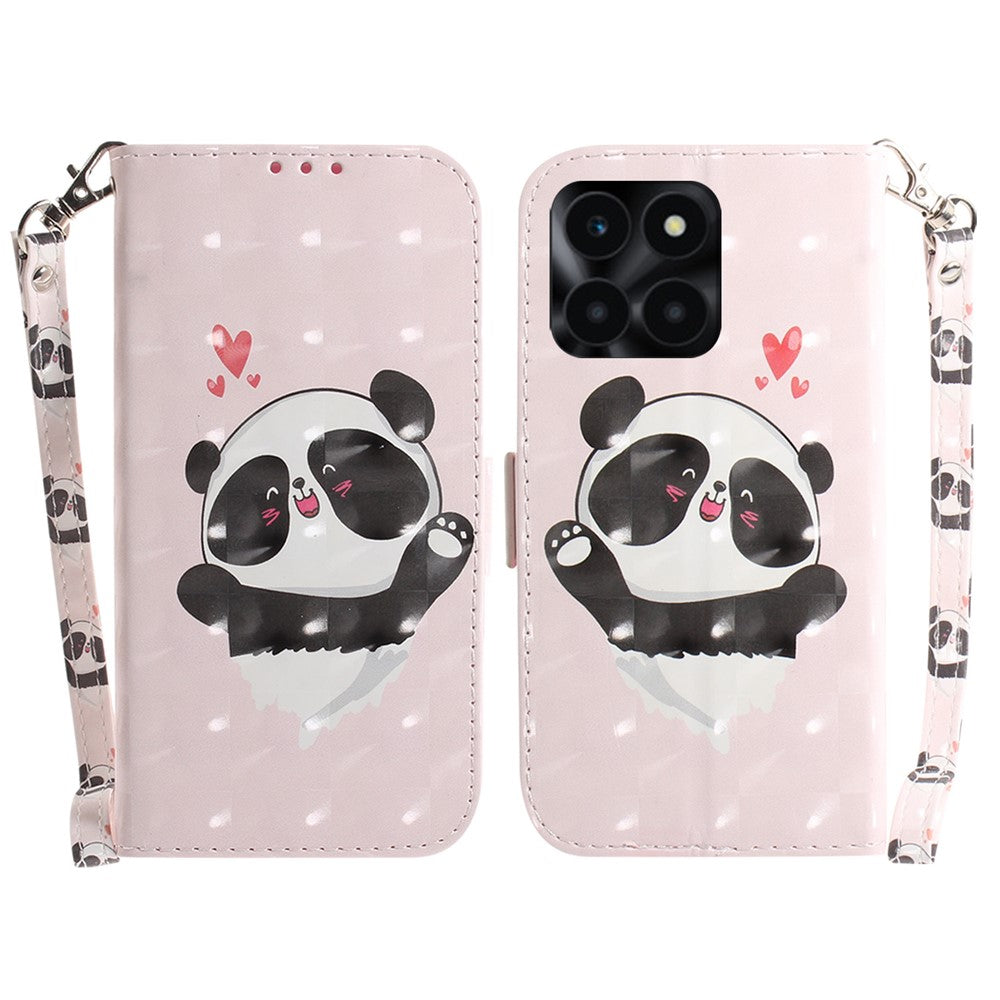 For Honor X6a 4G Case 3D Pattern PU Leather Wallet Flip Phone Cover