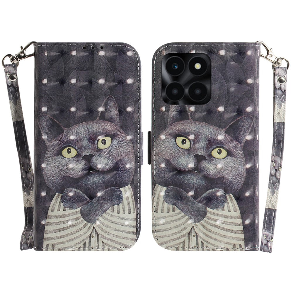 For Honor X6a 4G Case 3D Pattern PU Leather Wallet Flip Phone Cover