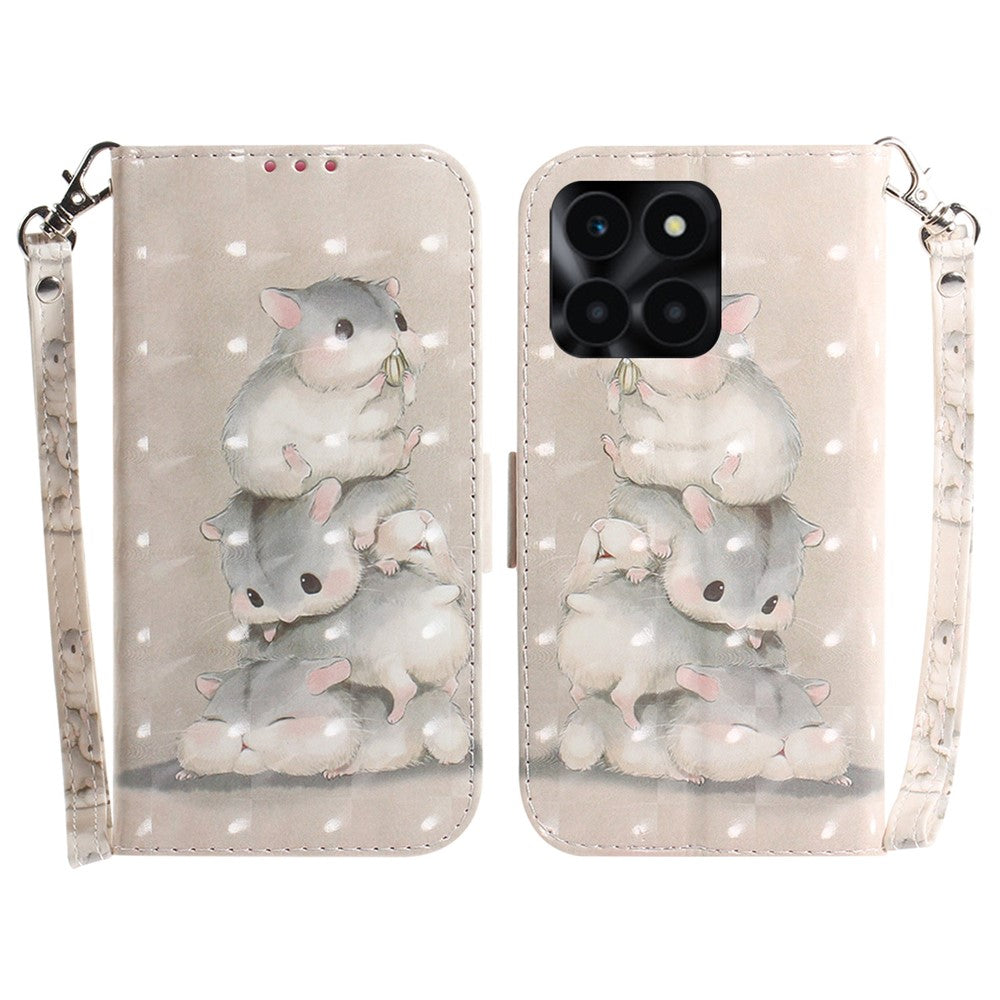 For Honor X6a 4G Case 3D Pattern PU Leather Wallet Flip Phone Cover