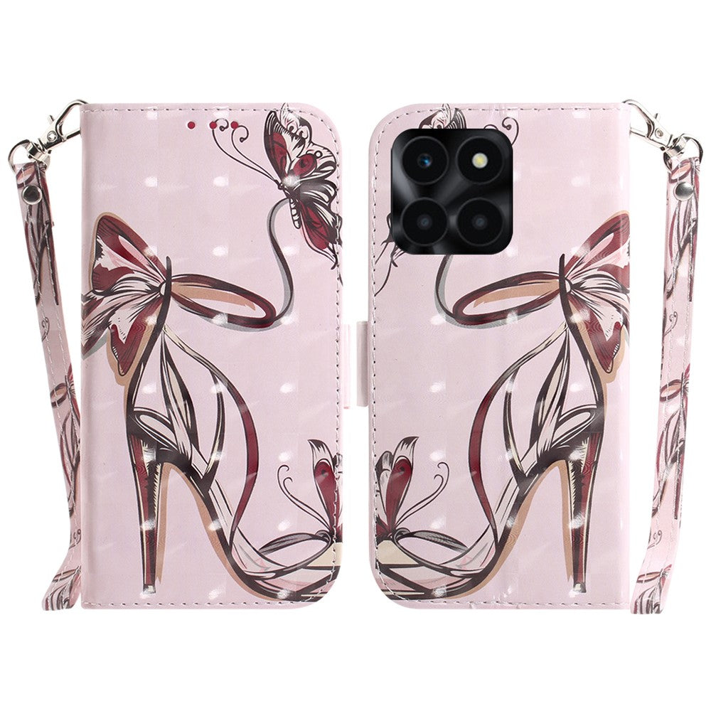 For Honor X6a 4G Case 3D Pattern PU Leather Wallet Flip Phone Cover