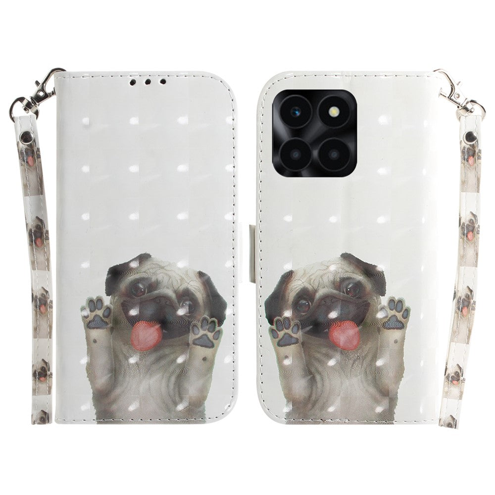 For Honor X6a 4G Case 3D Pattern PU Leather Wallet Flip Phone Cover