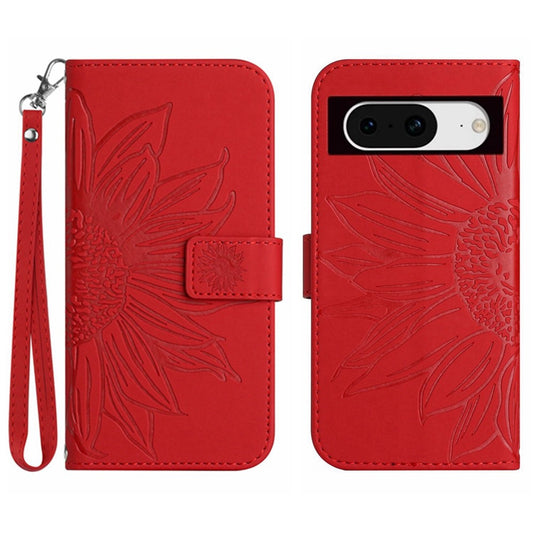 Pixel 8a Wallet-Hülle – Sonnenblume aufgedruckt, mit Ständer & Riemen