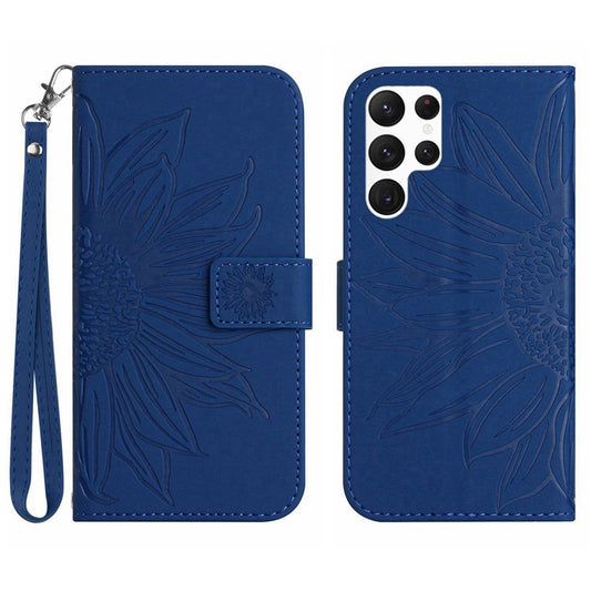 Galaxy S24 Ultra Wallet-Hülle – Sonnenblume aufgedruckt, mit Ständer & Riemen