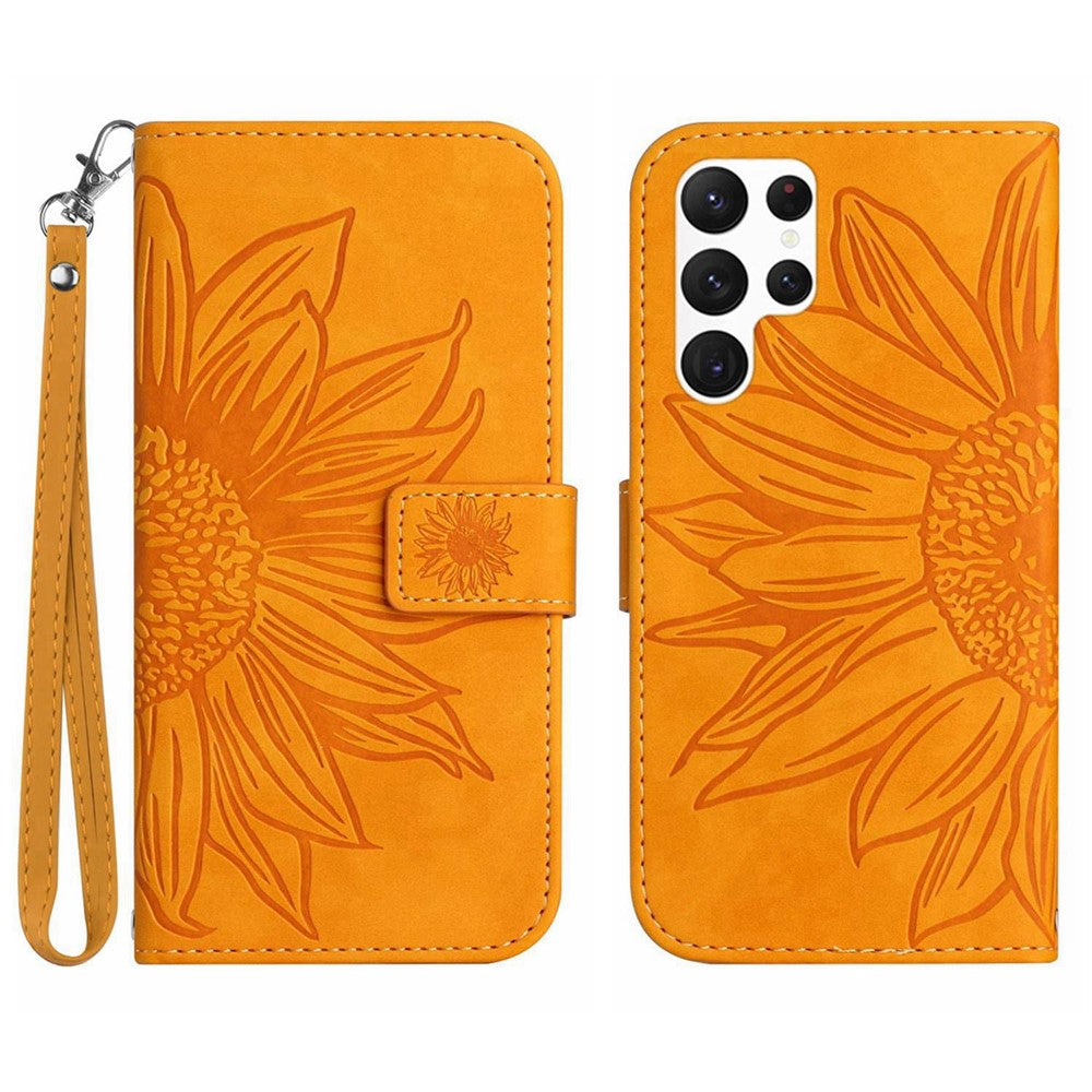 Galaxy S24 Ultra Wallet-Hülle – Sonnenblume aufgedruckt, mit Ständer & Riemen