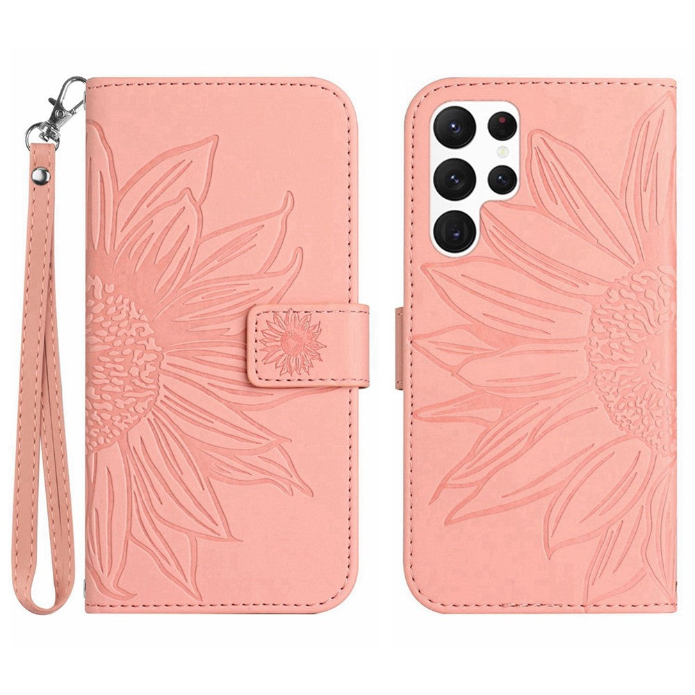 Galaxy S24 Ultra Wallet-Hülle – Sonnenblume aufgedruckt, mit Ständer & Riemen