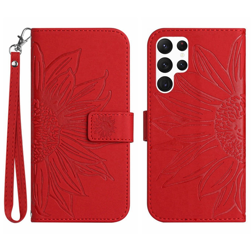 Galaxy S24 Ultra Wallet-Hülle – Sonnenblume aufgedruckt, mit Ständer & Riemen