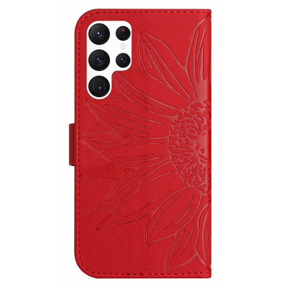 Galaxy S24 Ultra Wallet-Hülle – Sonnenblume aufgedruckt, mit Ständer & Riemen