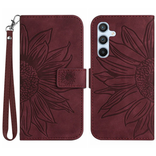 Galaxy S24 Wallet-Hülle – Sonnenblume aufgedruckt, mit Ständer & Riemen