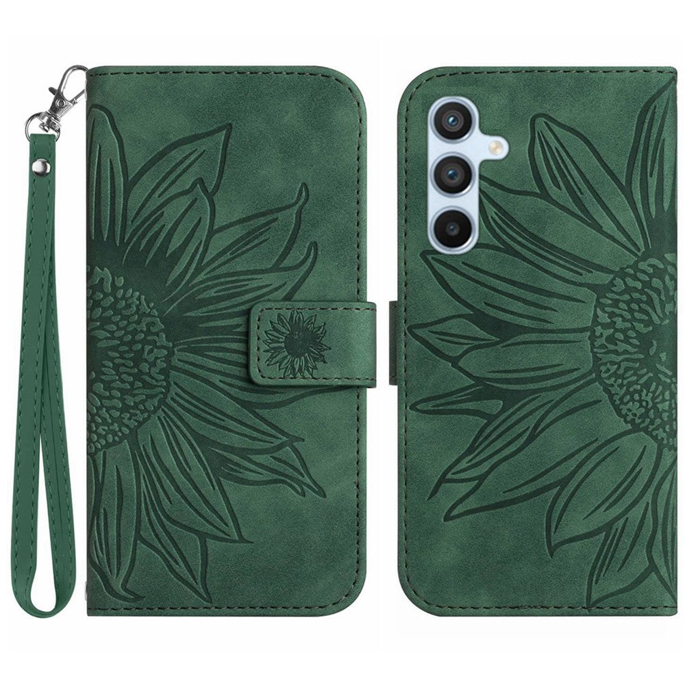 Galaxy S24 Wallet-Hülle – Sonnenblume aufgedruckt, mit Ständer & Riemen