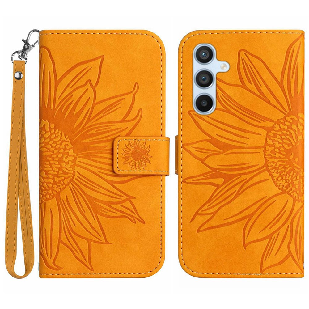 Galaxy S24 Wallet-Hülle – Sonnenblume aufgedruckt, mit Ständer & Riemen