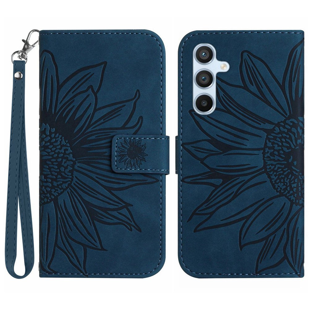 Galaxy S24 Wallet-Hülle – Sonnenblume aufgedruckt, mit Ständer & Riemen