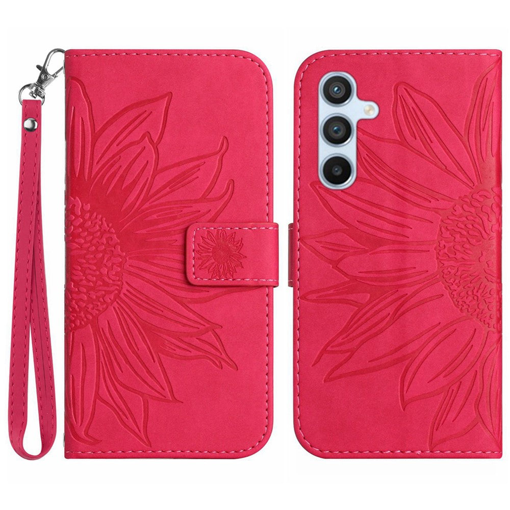 Galaxy S24 Wallet-Hülle – Sonnenblume aufgedruckt, mit Ständer & Riemen
