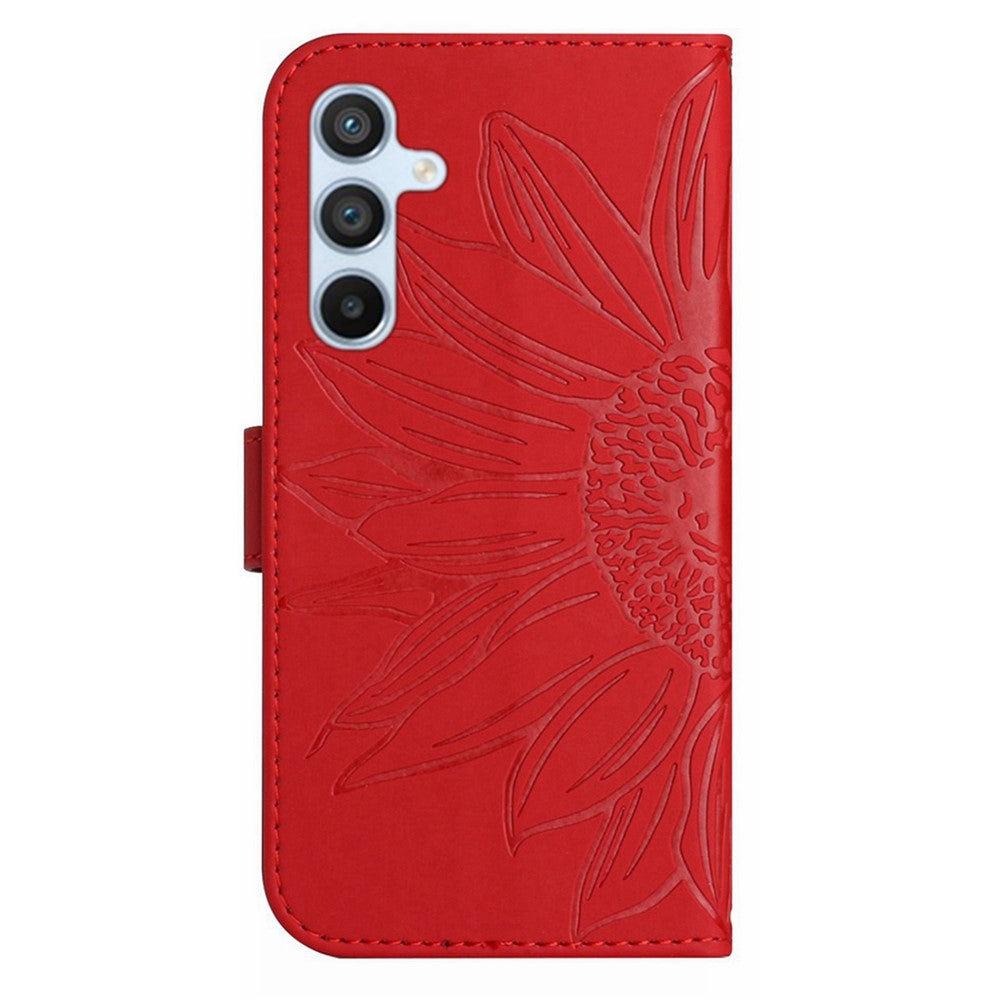 Galaxy A15 4G Wallet-Hülle – Sonnenblume aufgedruckt, mit Ständer & Riemen