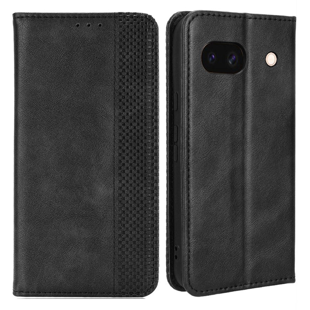 Pixel 8a Lederhülle – Mit Brieftaschenfunktion, Ständer & Retro-Textur