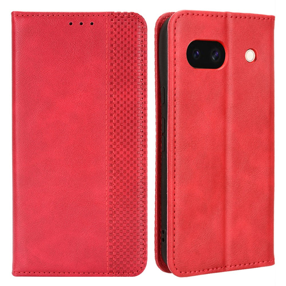 Pixel 8a Lederhülle – Mit Brieftaschenfunktion, Ständer & Retro-Textur