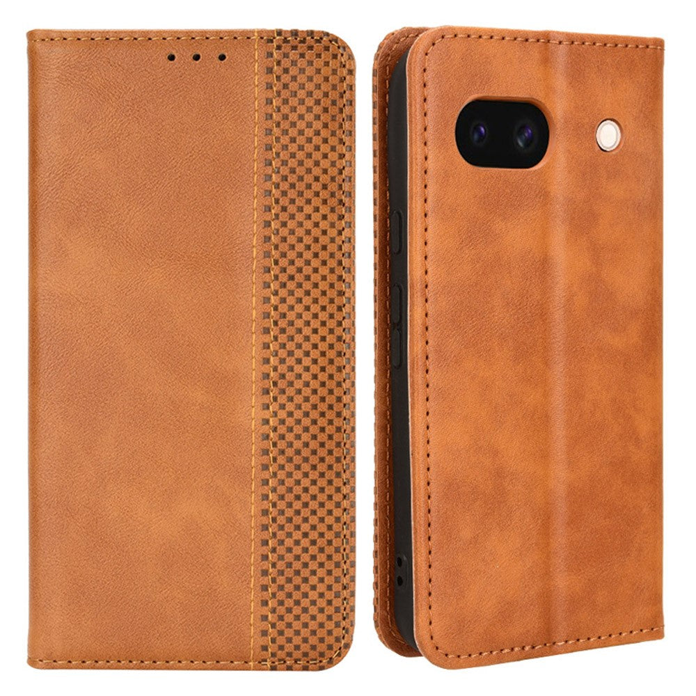 Pixel 8a Lederhülle – Mit Brieftaschenfunktion, Ständer & Retro-Textur