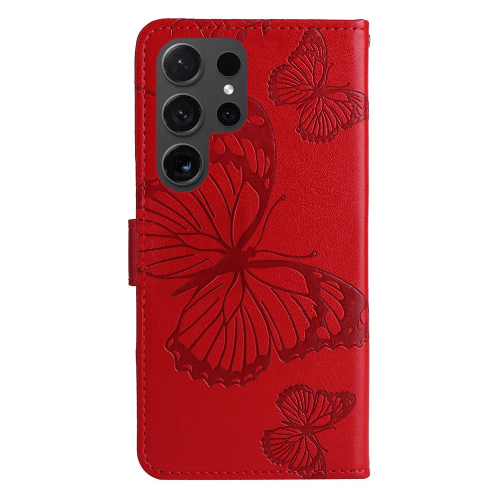Galaxy S24 Ultra Wallet-Hülle – Schmetterling Aufgedruckt & Mit Ständer und Riemen