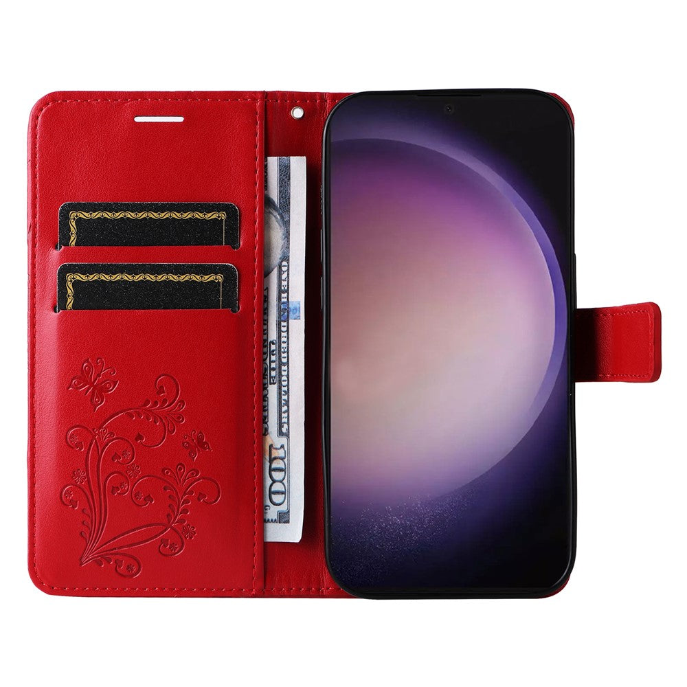 Galaxy S24 Ultra Wallet-Hülle – Schmetterling Aufgedruckt & Mit Ständer und Riemen