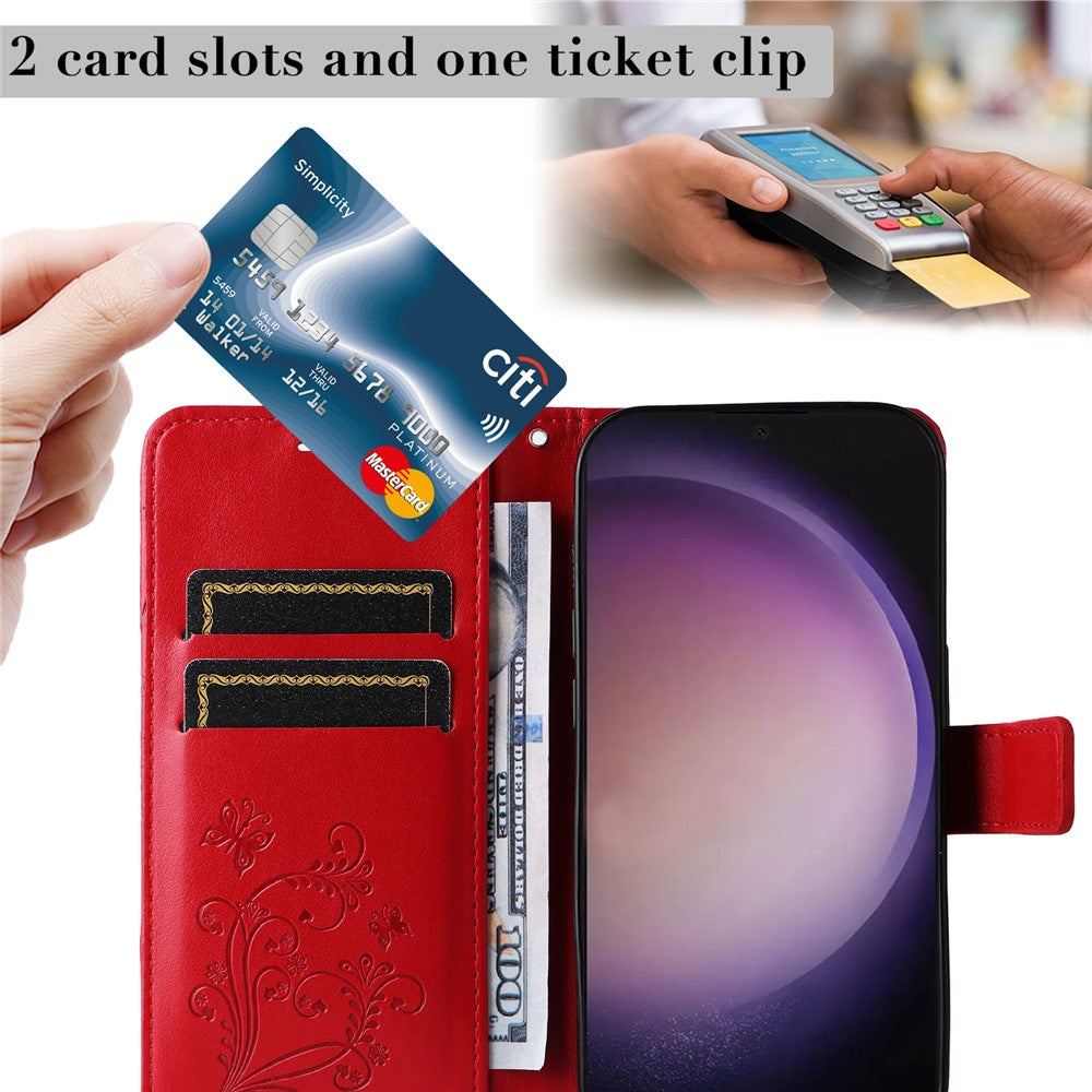 Galaxy S24 Ultra Wallet-Hülle – Schmetterling Aufgedruckt & Mit Ständer und Riemen