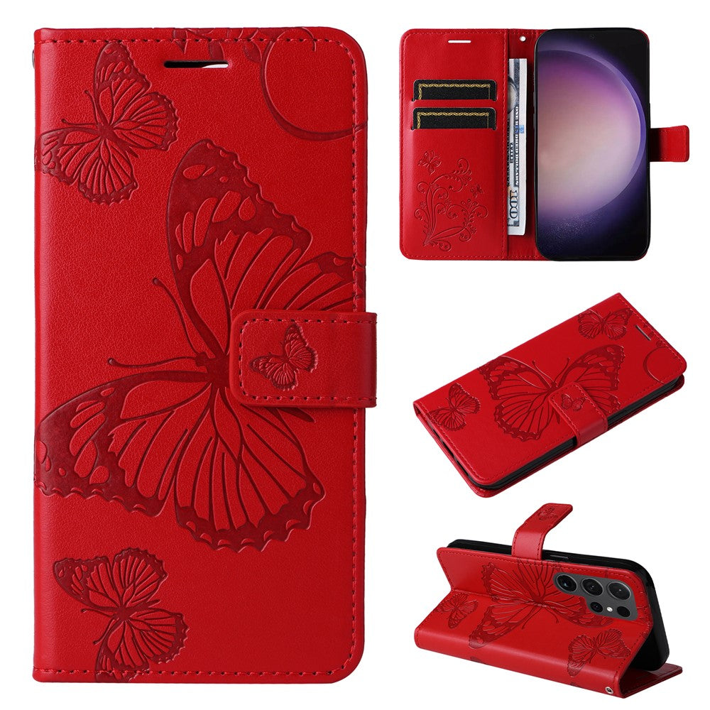 Galaxy S24 Ultra Wallet-Hülle – Schmetterling Aufgedruckt & Mit Ständer und Riemen