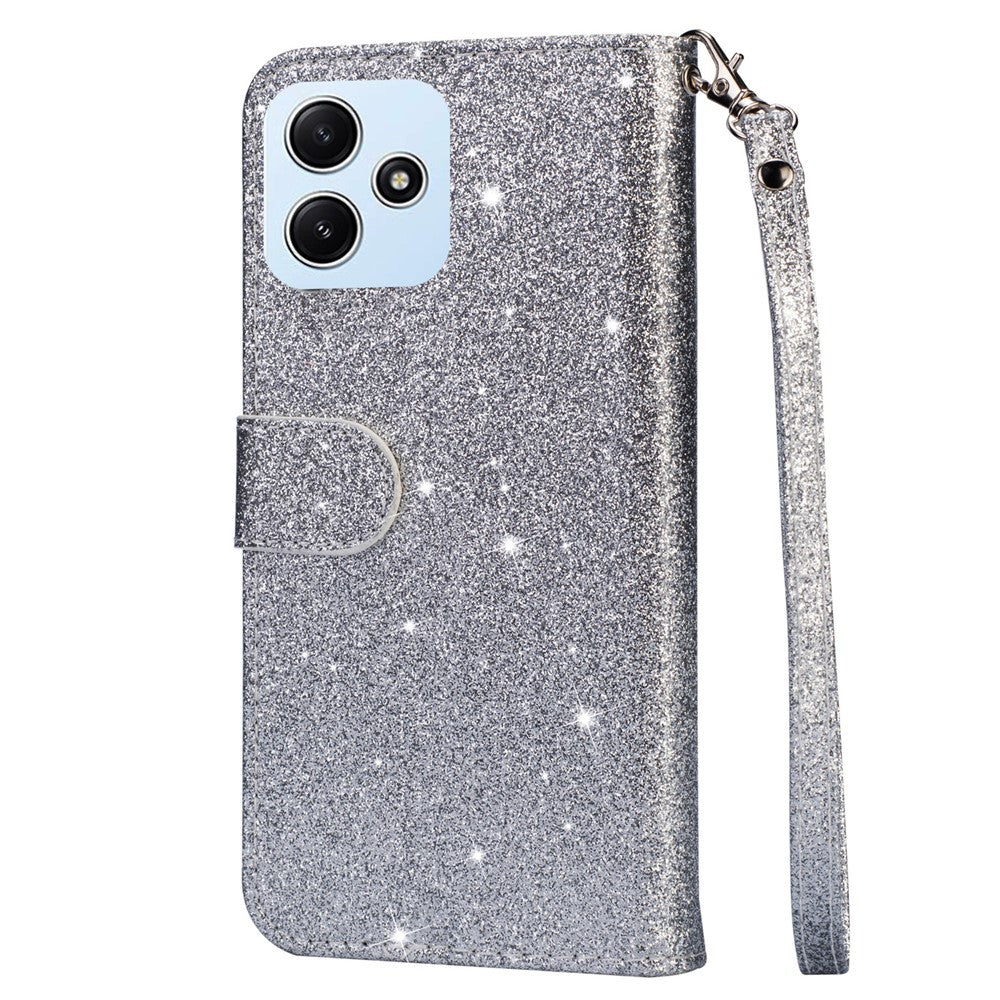 For Xiaomi Redmi 12 4G / 5G (Global) / Poco M6 Pro 5G Case Zipper Pocket Glittery Leather Cover