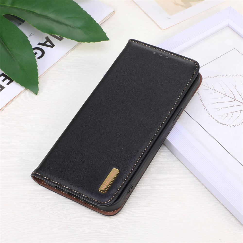 KHAZNEH For Xiaomi 14 Case Genuine Cow Leather Stand Magnetic Closure Phone Cover