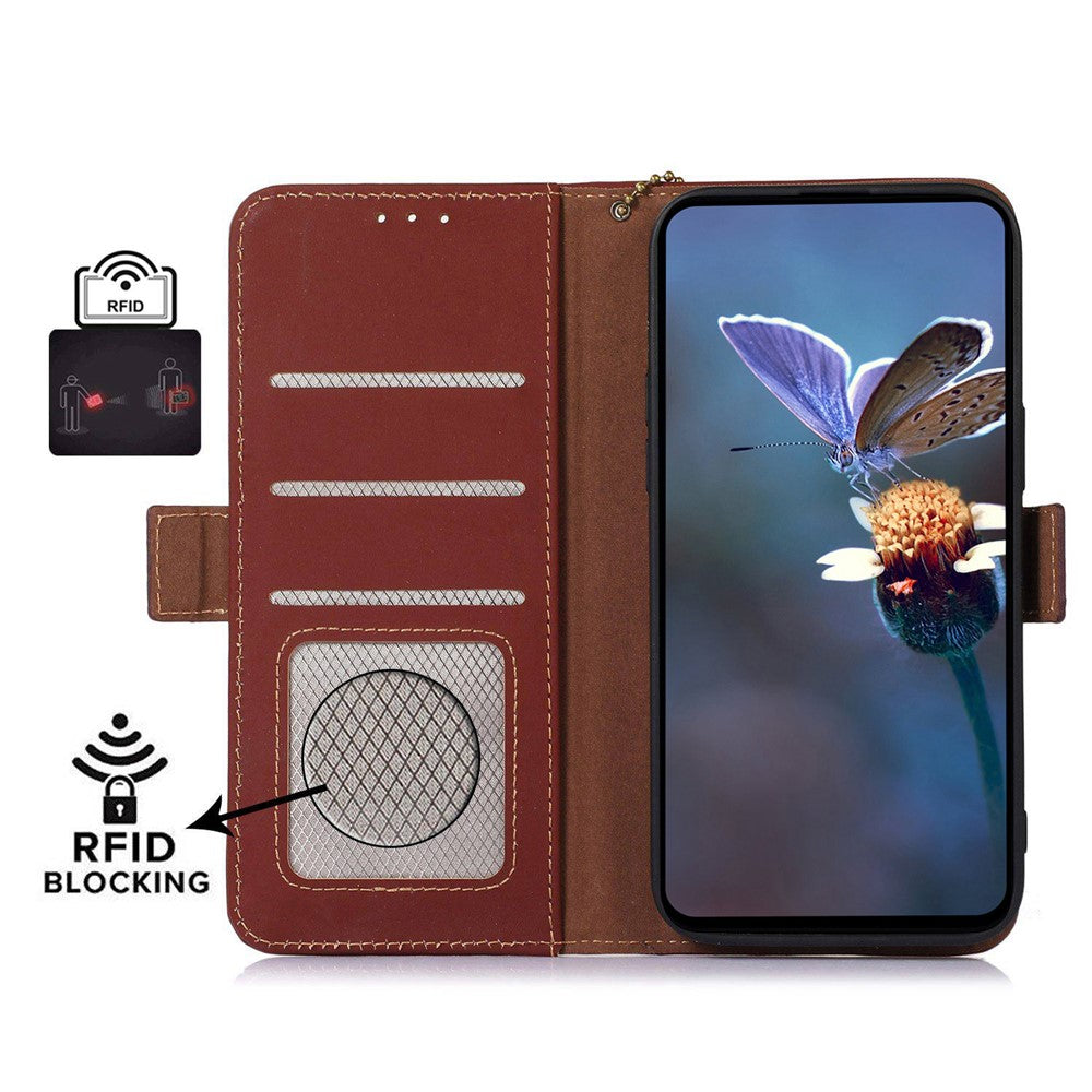 For Xiaomi 14 Pro Case RFID Blocking Wallet Silky Genuine Cow Leather Cover