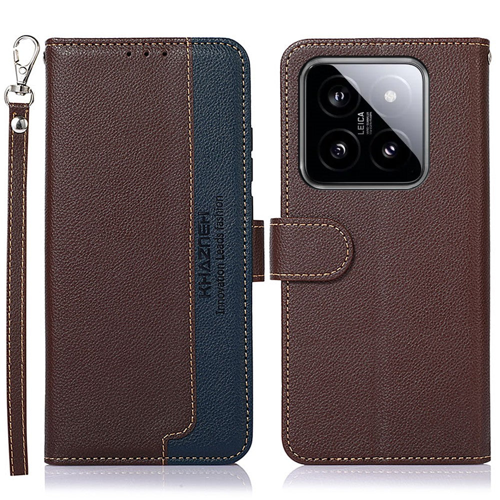 KHAZNEH For Xiaomi 14 Pro Case RFID Blocking Litchi Texture Wallet Phone Cover