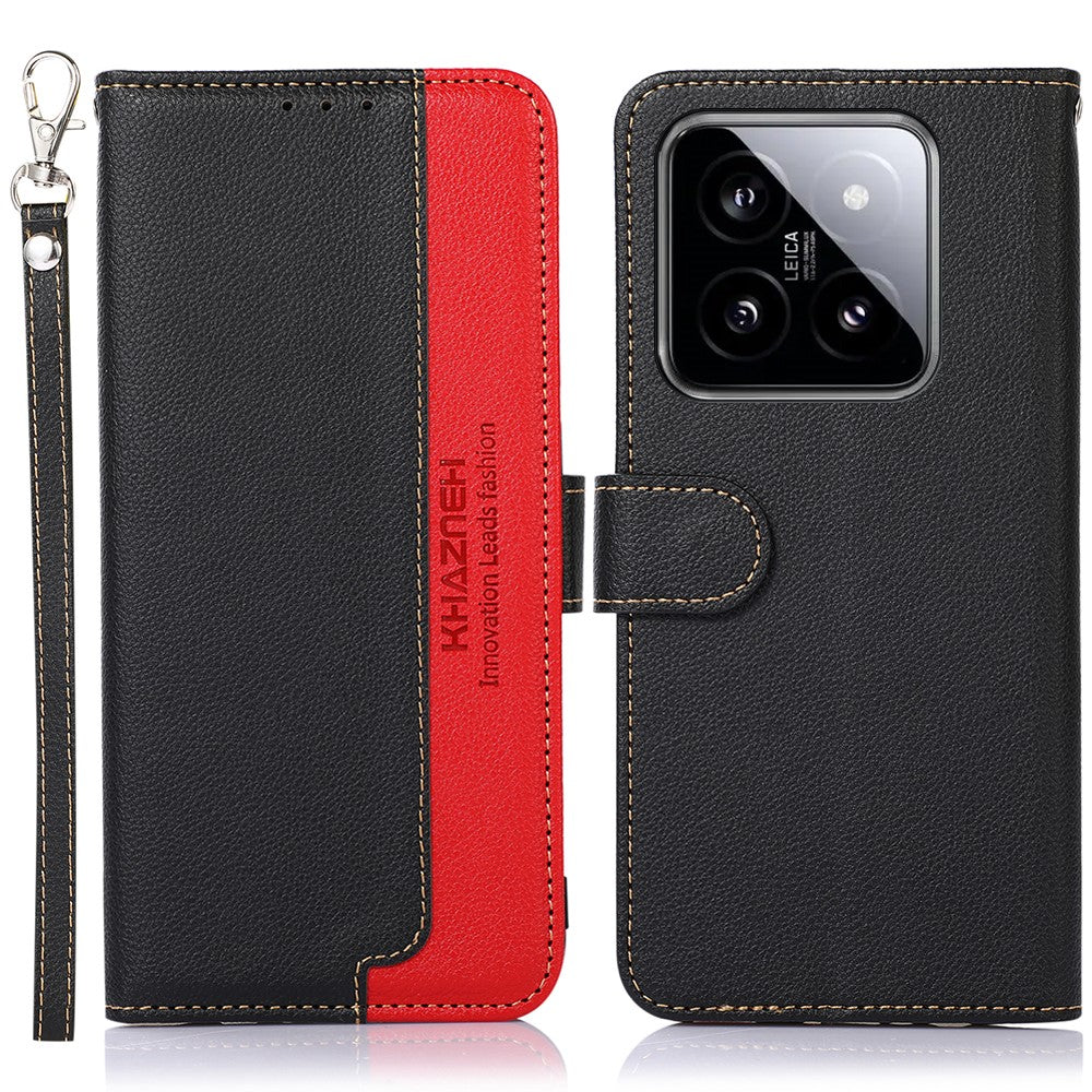 KHAZNEH For Xiaomi 14 Pro Case RFID Blocking Litchi Texture Wallet Phone Cover